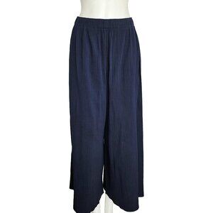 ISSEY MIYAKE ME NAVY PLEATED WIDE LEG PANTS (ONE SIZE)